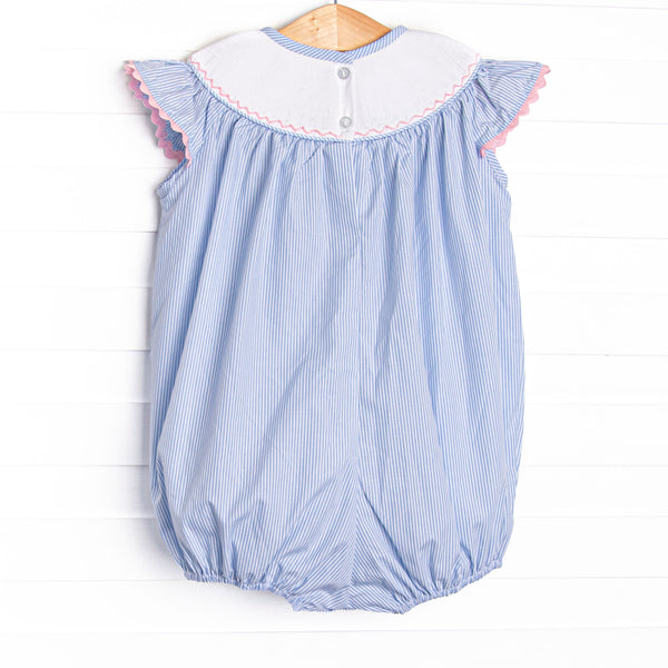 Savanna Stripes Smocked Girl Bubble, Blue