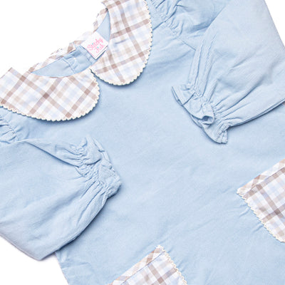 Family Favorites Collared Pocket Dress, Blue Plaid