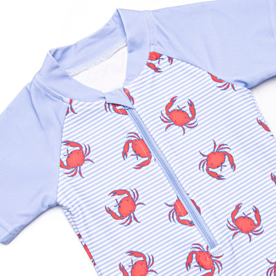 East Coast Crabs One Piece Rash Guard, Blue
