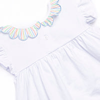 Rainbow Waves Ruffle Neck Short Set, Blue