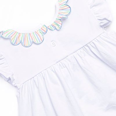 Rainbow Waves Ruffle Neck Short Set, Blue