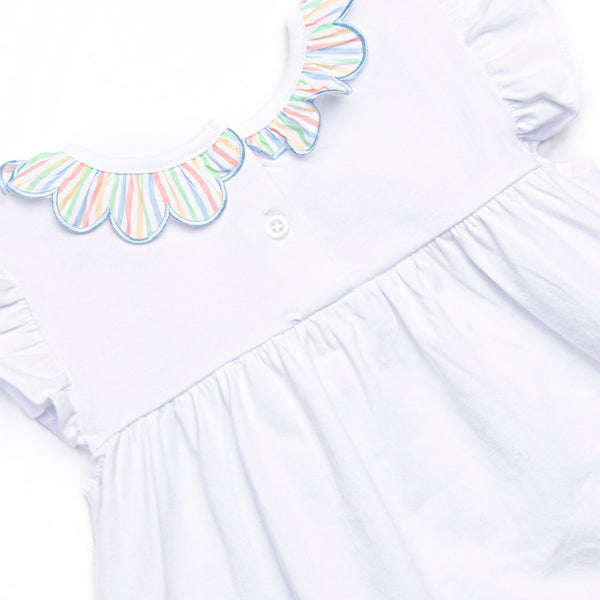 Rainbow Waves Ruffle Neck Short Set, Blue