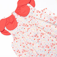 Petals and Poppies Scalloped Ruffle Short Set, Red