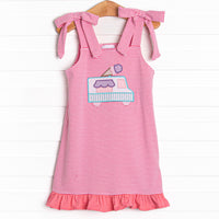 Ice Cream Truck Treat Applique Dress, Pink