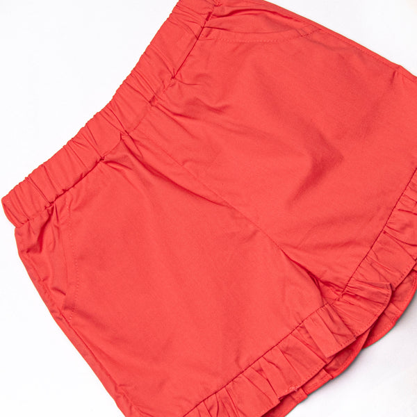 Petals and Poppies Scalloped Ruffle Short Set, Red