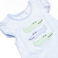 Dundee Darling Applique Ruffle Short Set, Blue