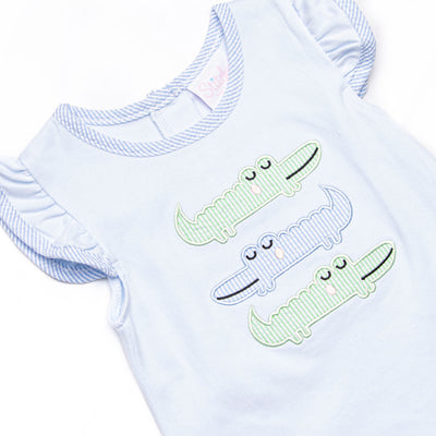 Dundee Darling Applique Ruffle Short Set, Blue