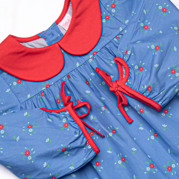 Persian Blue Petals Diaper Set, Blue