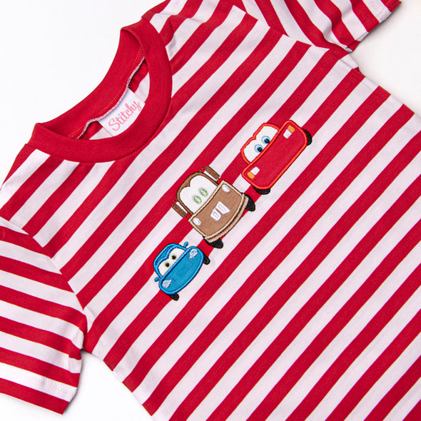 Life Is A Highway Applique Short Set, Red