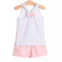 Palm Beach Pinstripe Short Set, Pink