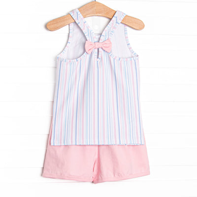 Palm Beach Pinstripe Short Set, Pink