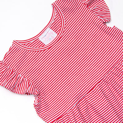 Snack Time Slices Applique Dress, Red