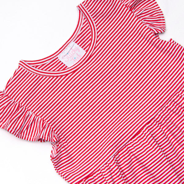 Snack Time Slices Applique Dress, Red
