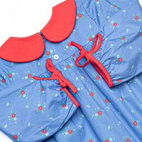 Persian Blue Petals Collared Dress, Blue