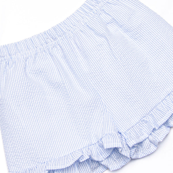Dundee Darling Applique Ruffle Short Set, Blue