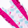 Palm Frond Flamingo One Piece, Blue