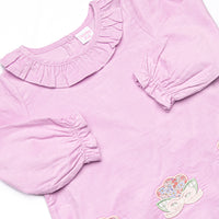Petunia Purple Petals Applique Ruffle Neck Legging Set, Purple