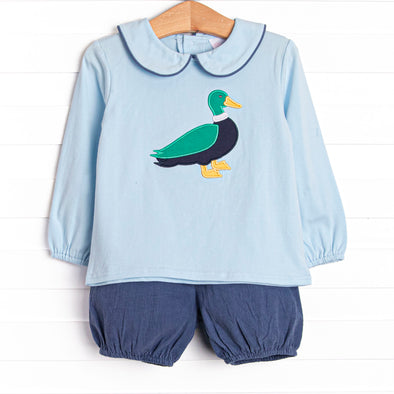 Mid-season Mallard Applique Bloomer Set, Blue