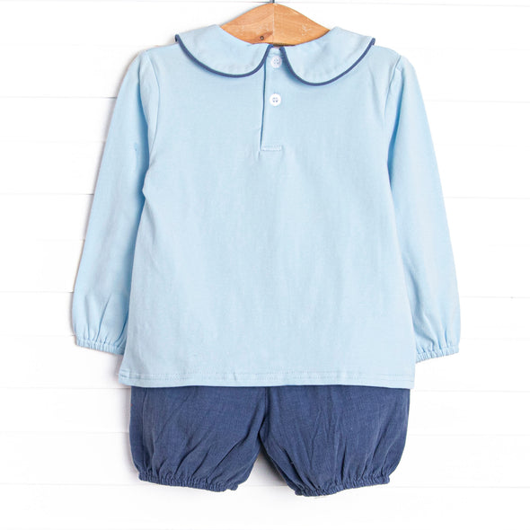 Mid-season Mallard Applique Bloomer Set, Blue