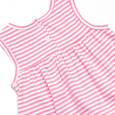 Elle Ruffle Short Set, Medium Pink Stripe