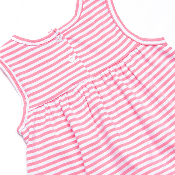 Elle Ruffle Short Set, Medium Pink Stripe