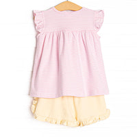 Caitlyn Pima Short Set, Yellow and Pink Stripe