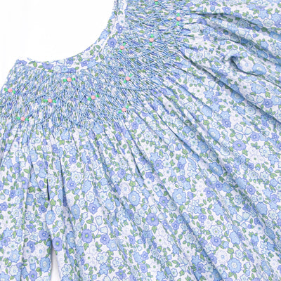 Tea Party Petals Smocked Legging Set, Blue