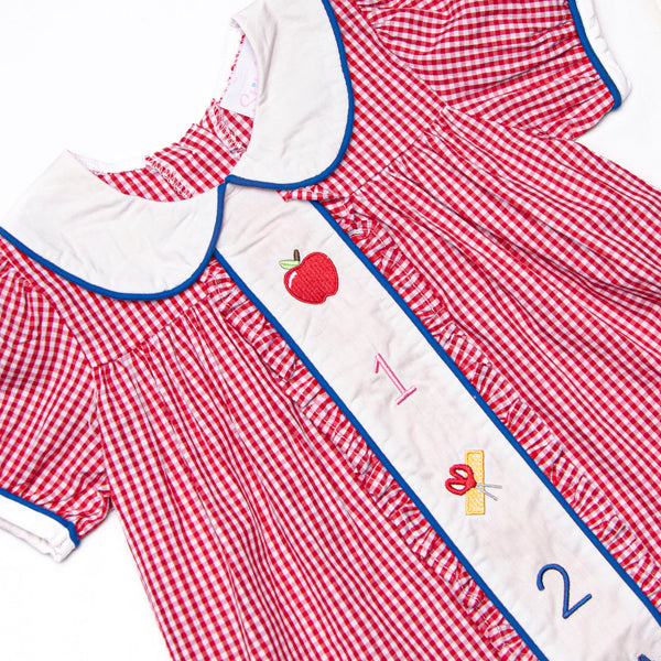 A+ Addition Embroidered Dress, Red