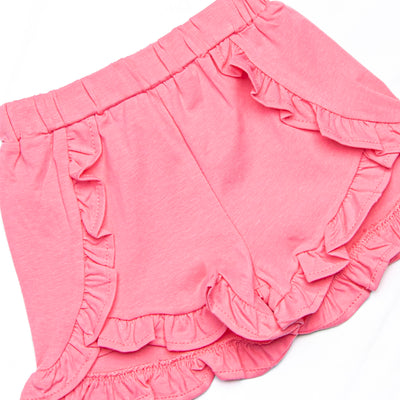 Elle Ruffle Short Set, Medium Pink Stripe