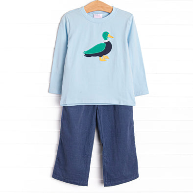Mid-season Mallard Applique Pant Set, Blue