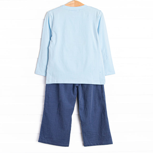 Mid-season Mallard Applique Pant Set, Blue