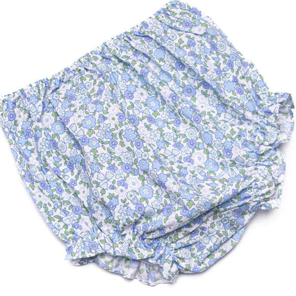 Tea Party Petals Smocked Diaper Set, Blue