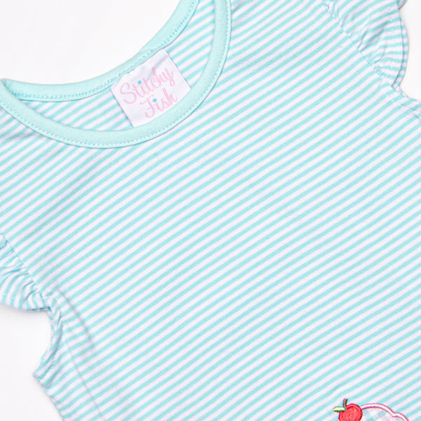 Sweet Tooth Applique Ruffle Short Set, Blue