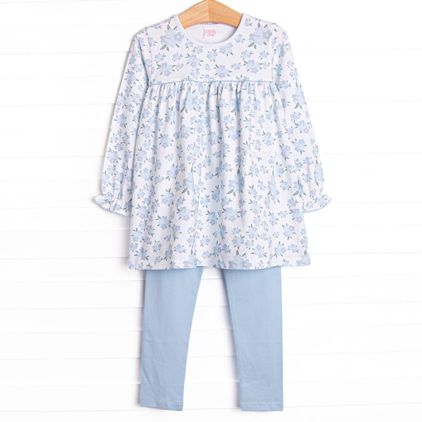 You Had Me at Hydrangea Legging Set, Blue