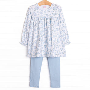 You Had Me at Hydrangea Legging Set, Blue
