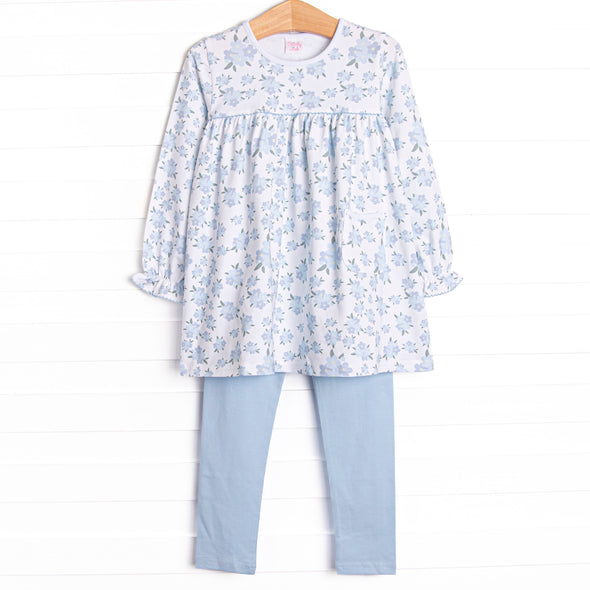 You Had Me at Hydrangea Legging Set, Blue