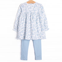 You Had Me at Hydrangea Legging Set, Blue