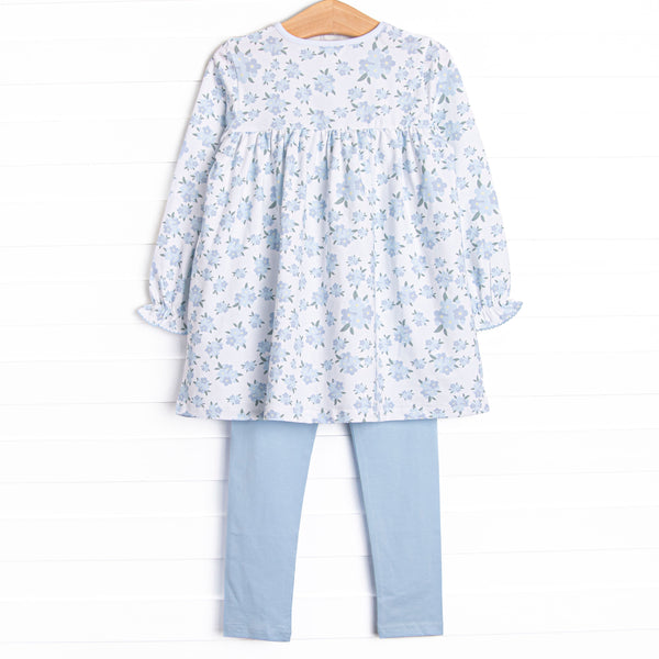 You Had Me at Hydrangea Legging Set, Blue