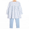 You Had Me at Hydrangea Legging Set, Blue