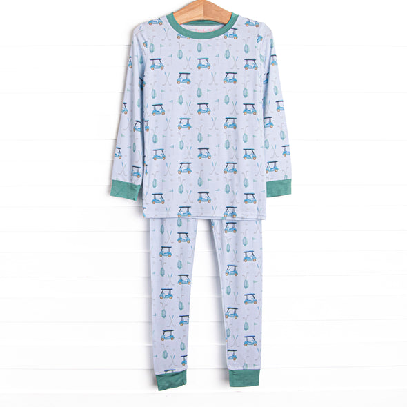 Birdie and Bogey Bamboo Pajama Set, Blue