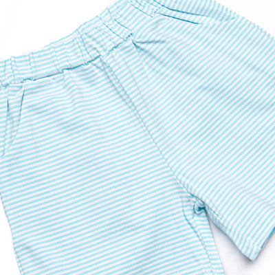 Evan Short Set, Blue and Aqua Stripe