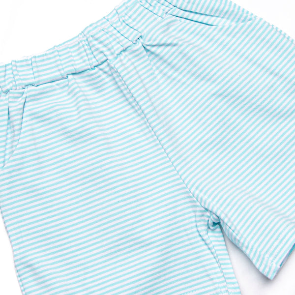 Evan Short Set, Blue and Aqua Stripe