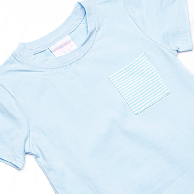 Evan Short Set, Blue and Aqua Stripe