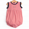 At the Ballpark Pima Embroidered Ruffle Bubble, Red Stripe