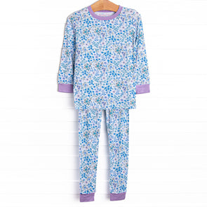 Ditsy Floral Dreams Bamboo Pajama Set, Blue