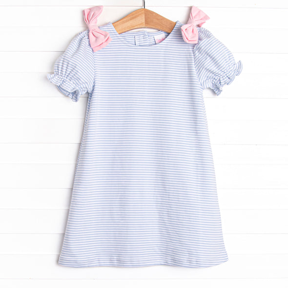 Saddler Pima Dress, Pink and Light Blue Stripe