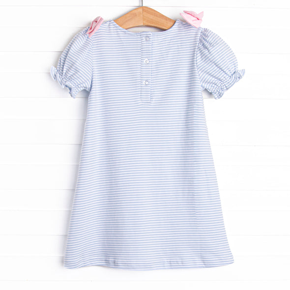 Saddler Pima Dress, Pink and Light Blue Stripe
