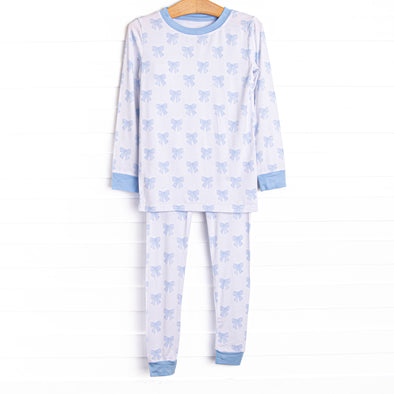 Bows of Blue Bamboo Pajama Set, Blue