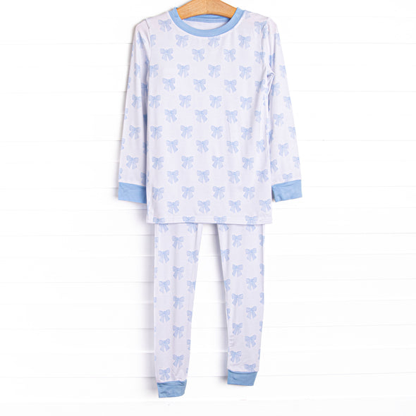 Bows of Blue Bamboo Pajama Set, Blue
