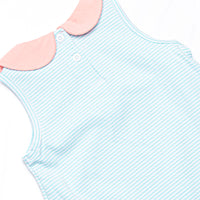 Alana Ruffle Dress, Peach and Aqua Stripe